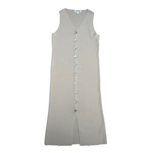 University Club Knit Button Down‎ Sleeveless Midi Dress Small